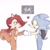 Size: 2372x2358 | Tagged: safe, artist:thommyhhw, sally acorn, sonic the hedgehog, chipmunk, hedgehog, 2025, bag, blushing, carrying something, duo, female, heart, looking at each other, male, redraw, sally x sonic, shipping, simple background, sonic satam, straight, white background