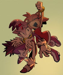 Size: 2100x2500 | Tagged: safe, artist:cham__623, amy rose, blaze the cat, 2022, arm up, clenched fist, duo, eyes closed, gradient background, looking at them, mouth open, simple background, smile, yellow background