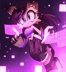 Size: 943x1024 | Tagged: safe, artist:nuinu_17, nicole the hololynx, lynx, 2025, female, floating, hololynx, smile, solo