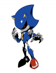 Size: 998x1300 | Tagged: safe, artist:bb_meronpan, metal sonic, 2025, robot, simple background, solo, standing, white background