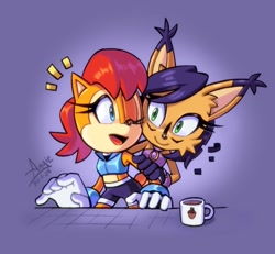 Size: 1200x1107 | Tagged: safe, artist:angiethecat, nicole the hololynx, sally acorn