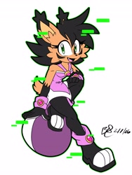 Size: 3072x4096 | Tagged: safe, artist:b1uewhirlwind, nicole the hololynx, lynx, 2026, female, green outline, hololynx, looking at viewer, mouth open, open smile, outline, pose, simple background, smile, smiling at viewer, solo, white background