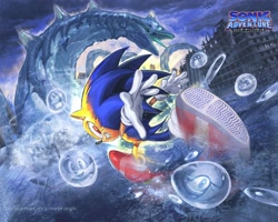 Size: 3276x2622 | Tagged: safe, artist:kornart3, amy rose, big the cat, chaos, e-102 gamma, knuckles the echidna, miles "tails" prower, perfect chaos, sonic the hedgehog, super sonic, sonic adventure, super form