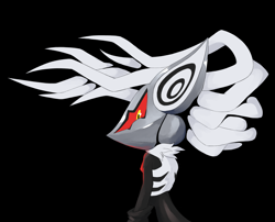 Size: 1988x1606 | Tagged: safe, artist:killerboss2, infinite the jackal, jackal, 2025, black background, looking at viewer, phantom ruby, simple background, solo, standing