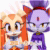 Size: 1080x1080 | Tagged: safe, artist:minnesuh, amy rose, blaze the cat, cream the rabbit, cat, hedgehog, rabbit, animated, female, females only, food, ice cream, japanese, japanese text, meme, music, trio, trio female, webm