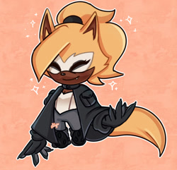 Size: 1280x1233 | Tagged: safe, artist:starchanto, whisper the wolf, 2022, claws, eyes closed, one fang, outline, smile, solo, standing