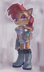 Size: 1464x2404 | Tagged: safe, artist:plilithspin, sally acorn, chipmunk, 2026, alternate outfit, clothes, female, gloves, looking at viewer, pose, solo