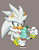 Size: 831x1056 | Tagged: safe, artist:sonicfan2026, silver the hedgehog, hedgehog, 2024, chocolate, food, fruit, grey background, holding something, ice cream, leaf, licking, licking lips, looking at something, male, simple background, solo, spoon, strawberry, tongue out