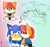 Size: 1542x1440 | Tagged: safe, artist:lu_hedgehog, sally acorn, sonic the hedgehog, cat, 2025, blushing, cute, duo, female, heart, licking, literal animal, looking at viewer, male, plushshop, sally x sonic, sally's ringblader outfit, shipping, simple background, sleeping, star, straight, tongue out