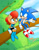 Size: 782x1012 | Tagged: safe, artist:twincubcakes, sally acorn, sonic the hedgehog, chipmunk, hedgehog, green hill zone, 2018, archie sonic the hedgehog, daytime, duo, female, forest, male, sally x sonic, sally's ringblader outfit, shipping, sitting, straight, talking, tree