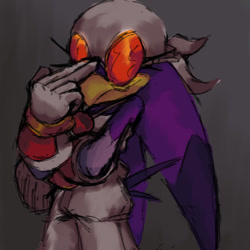 Size: 640x640 | Tagged: safe, artist:pemmestacio, wave the swallow, 2026, gradient background, smile, standing, sunglasses