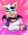 Size: 792x1000 | Tagged: safe, artist:mikeluckas, rouge the bat, chest fluff, glasses, pink background, sitting, speed lines