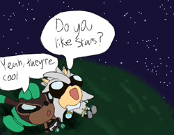Size: 588x454 | Tagged: safe, artist:shakoba, silver the hedgehog, oc, hedgehog, rabbit, duo, meme, oc x canon, shipping, skip the rabbit, star (sky), star meme