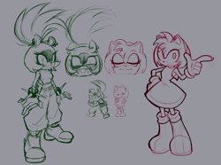Size: 1178x878 | Tagged: safe, artist:manyelcualquier, amy rose, surge the tenrec, females only, sketch