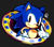 Size: 1004x886 | Tagged: safe, artist:yaedaexclipsy, sonic the hedgehog, hedgehog, 2026, checkered background, classic sonic, classic sonic (universe), looking at viewer, male, pointing, signature, smile, solo, solo male, sonic the hedgehog 3
