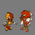 Size: 768x768 | Tagged: safe, artist:md_nexus001, knuckles the echidna, trip the sungazer, echidna, lizard, 2026, duo, female, flat colors, frown, fur markings, grey background, looking at viewer, male, redesign, simple background, smile, standing