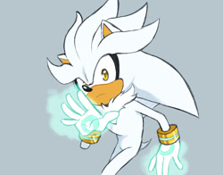 Size: 1088x851 | Tagged: safe, artist:seasaltcosmos, silver the hedgehog, hedgehog, 2025, frown, grey background, looking at viewer, male, posing, simple background, solo, solo male, standing