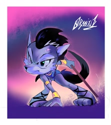 Size: 1632x1834 | Tagged: safe, artist:ryunix18, lupe the wolf, wolf, 2026, female, fighting pose, holding something, pose, solo, spear, weapon