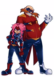 Size: 1444x2048 | Tagged: safe, artist:anonoarts, lien-da, robotnik, echidna, human, 2023, duo, female, looking at viewer, male, pose, simple background, white background