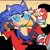 Size: 1280x1280 | Tagged: safe, artist:sumpthinphishy, editor:sumpthinphishy, sonic the hedgehog, hedgehog, 2025, alternate outfit, alternate universe, arm sleeves, au:sonic emaciated, chip's necklace, edit, femboy, gay, lidded eyes, looking up, lying down, male, scar, smile, solo, stockings, sunglasses, top surgery scars, trans male, transgender