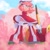Size: 1280x1280 | Tagged: safe, artist:sumpthinphishy, amy rose, hedgehog, amy's halterneck dress, clothes, clouds, daytime, dress, dust clouds, female, from below, hammer, heart, holding something, looking offscreen, outdoors, piko piko hammer, smile, solo, standing, warrior feather