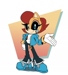 Size: 1742x1918 | Tagged: safe, artist:arturodavvan, sally acorn, chipmunk, 2026, alternate universe, au:rediscovered frontiers, clothes, female, fully clothed, looking at viewer, redraw, roboticized, smile, solo