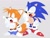 Size: 1400x1051 | Tagged: safe, artist:mannotoons, miles "tails" prower, sonic the hedgehog, fox, hedgehog, 2026, blue shoes, bubble, classic sonic, classic sonic (universe), classic tails, duo, eyes closed, grey background, lineless, male, mouth open, no outlines, redraw, simple background, yawning