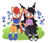 Size: 1280x1102 | Tagged: safe, artist:syrcaii, nicole the hololynx, sally acorn, chipmunk, lynx, 2026, alternate version, duo, female, flower, happy, lesbian, looking at each other, nicole x sally, plant, sally's ringblader outfit, shipping, sitting