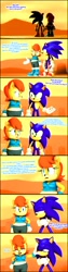 Size: 520x2048 | Tagged: safe, artist:pixelrush, sally acorn, sonic the hedgehog, chipmunk, hedgehog, 2023, 3d, afternoon, comic, dialogue, duo, english text, fat, fat sally acorn, female, male, sally x sonic, sally's ringblader outfit, shipping, source filmmaker, standing, straight