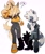 Size: 1845x2187 | Tagged: safe, artist:kosherea, tangle the lemur, whisper the wolf, duo, outfit swap, simple background, tangle's running suit, white background
