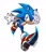 Size: 1200x1400 | Tagged: safe, artist:emilex56, sonic the hedgehog, hedgehog, 2026, looking at viewer, male, running, salute, signature, simple background, smile, smiling at viewer, soap shoes, solo, treads, white background, wink, winking at viewer