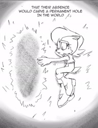Size: 1585x2048 | Tagged: safe, artist:jadepesky, sally acorn, chipmunk, 2025, black and white, crying, english text, female, grass, hole, lying down, nighttime, sally x sonic, sally's vest and boots, shipping, solo, straight, tears