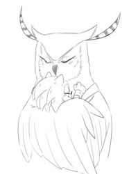 Size: 961x1291 | Tagged: safe, artist:panamo_games, longclaw, sonic the hedgehog, bird, hedgehog, owl, sonic the hedgehog 2 (2022), 2026, aged down, cute, duo, eyes closed, female, hugging, line art, male, monochrome, mother and child, mother and son, parent and child, simple background, smile, white background, wholesome