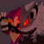 Size: 2048x2048 | Tagged: safe, artist:vocochair, espio the chameleon, infinite the jackal, jackal, 2026, chameleon, claws, duo, espio x infinite, gay, glowing eyes, grey background, holding them, looking at each other, male, shipping, signature, simple background