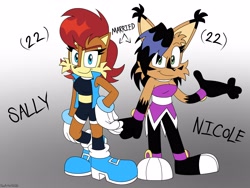 Size: 4000x3000 | Tagged: safe, artist:fartist2020, nicole the hololynx, sally acorn, redesign