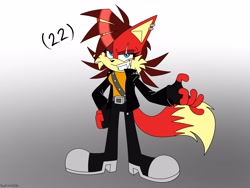 Size: 4000x3000 | Tagged: safe, artist:fartist2020, fiona fox, fox, 2026, female, grey background, grin, looking at viewer, older, redesign, scar, simple background, solo