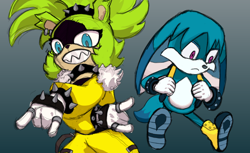 Size: 900x552 | Tagged: safe, kit the fennec, surge the tenrec