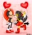 Size: 1664x1844 | Tagged: safe, artist:nonicpower, honey the cat, mighty the armadillo, armadillo, cat, 2025, abstract background, balloon, blushing, duo, eyes closed, female, heart, holding something, honey x mighty, male, noses are touching, shipping, side view, snuggling, standing on one leg, straight