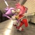 Size: 1920x1920 | Tagged: safe, artist:yuniegami, amy rose, blaze the cat, cat, hedgehog, 2026, 3d, amy x blaze, bench, duo, hugging, lesbian, looking at each other, mouth open, outdoors, shipping, standing, subway, surprise hug, surprised