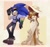 Size: 1584x1481 | Tagged: safe, artist:kadecreate, sally acorn, sonic the hedgehog, chipmunk, hedgehog, 2025, abstract background, alternate universe, clothes, dress, duo, female, fully clothed, glasses, gloves, gun, hat, male, pants, pistol, pose, sally x sonic, shipping, shirt, shoes, sleeveless dress, straight, weapon