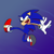 Size: 1605x1605 | Tagged: safe, artist:massoholic, sonic the hedgehog, hedgehog, 2021, absurd res, gradient background, jumping, looking back, male, mid-air, mouth open, open smile, smile, solo, treads, vulgar description