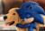 Size: 3000x2100 | Tagged: safe, artist:jocelynminions, ozzy the dog, sonic the hedgehog, dog, hedgehog, sonic the hedgehog (2020), 2021, absurd res, couch, cute, duo, eyes closed, hugging, indoors, lineless, literal animal, male, smile, speedpaint available, speedpaint in description, wholesome, youtube link in description