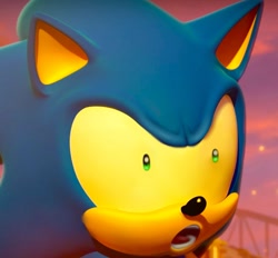Size: 1033x960 | Tagged: safe, editor:flamez 137, sonic the hedgehog, sonic forces, 2021, 3d, edit, faic, looking offscreen, mouth open, shocked, shrunken pupils, solo