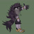 Size: 1280x1280 | Tagged: safe, artist:aruneko, oc, oc:iven the raccoon, raccoon, 2026, boots, genderfluid, green background, grin, lidded eyes, oc only, signature, simple background, sketch, smile, solo, solo genderfluid, standing, waving