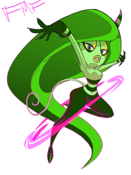 Size: 863x1145 | Tagged: safe, artist:fapmasterflex, zeena, zeti, 2020, arms out, arms up, clenched teeth, lidded eyes, looking at viewer, mid-air, posing, signature, simple background, solo, white background