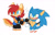 Size: 1920x1239 | Tagged: safe, artist:syrcaii, sally acorn, sonic the hedgehog, oc, oc:maurice the hedgehog (syrcaii), chipmunk, hedgehog, 2022, alternate universe, archie sonic the hedgehog, au:resonance, blushing, duo, exclamation mark, female, looking offscreen, nonbinary, sally x sonic, sally's ringblader outfit, shipping, shocked, simple background, white background