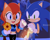 Size: 2048x1638 | Tagged: safe, artist:povor10, sally acorn, sonic the hedgehog, chipmunk, hedgehog, 2026, duo, female, fireworks, flower, happy, holding something, male, nighttime, sally x sonic, sally's ringblader outfit, shipping, straight, style emulation, yui karasuno style