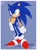 Size: 1511x2048 | Tagged: safe, artist:emistations, sonic the hedgehog, hedgehog, 2026, blue background, blushing, border, hand on hip, male, outline, shadow (lighting), signature, simple background, smile, solo, watermark, white outline