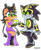 Size: 567x700 | Tagged: safe, artist:nacchan96, nicole the hololynx, shard the metal, lynx, 2017, black sclera, blushing, duo, female, heart, hololynx, male, nicole x shard, robot, shipping, simple background, smile, standing on one leg, straight, transparent background