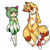 Size: 1000x1000 | Tagged: safe, artist:galaxynite, cosmo the seedrian, miles "tails" prower, fox, seedrian, 2018, blushing, duo, eyes closed, female, fur markings, grin, hands behind back, hands together, head tilt, male, signature, simple background, smile, white background